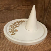 Load image into Gallery viewer, White & Gold Round Jewellery Tidy Set