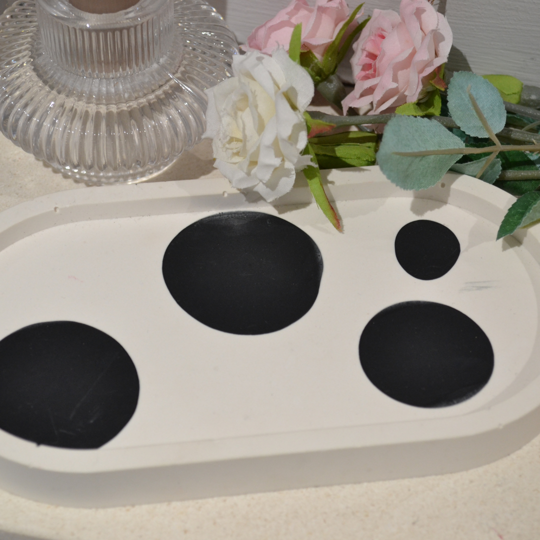 Black and White Jesmonite Trinket tray set – www.