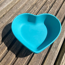 Load image into Gallery viewer, image shows a Jesmonite heart shaped trinket dish in trinket dish with a smooth finish in a Turquoise blue colour
