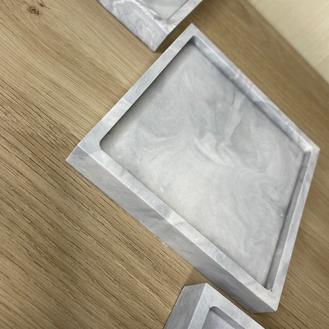 Grey Marble Small Square Trinket Tray/ coaster