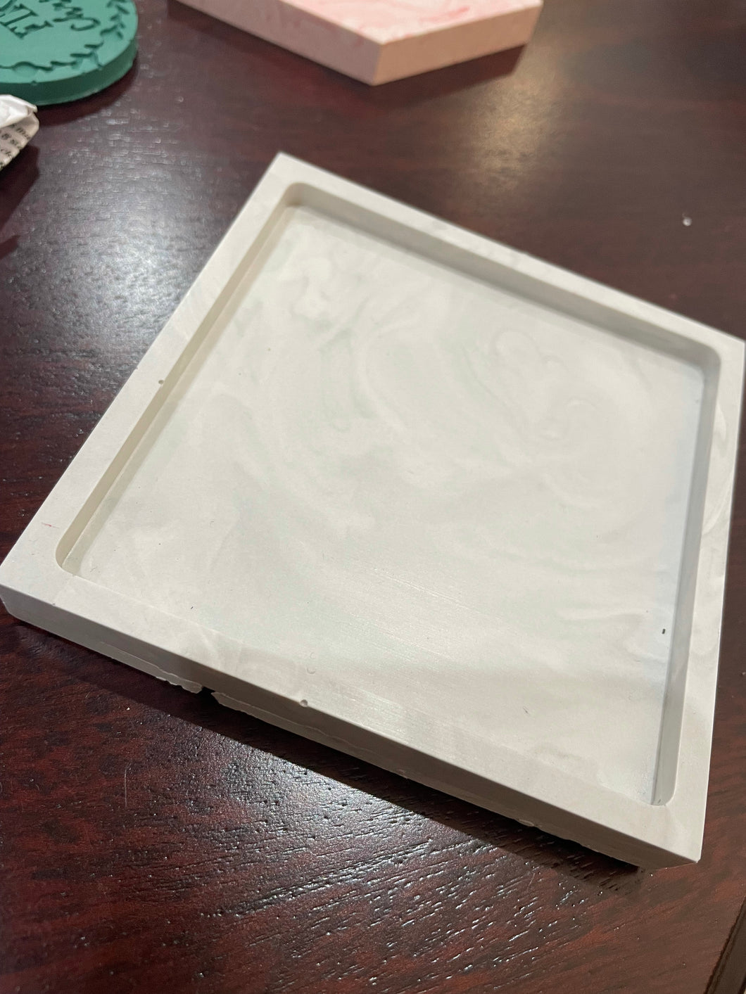 Grey marble effect two tone coaster